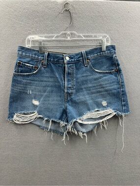 LEVI'S 501 High Rise Distressed Denim Jean Shorts Women's W29  Y2K  Cut Off  EUC